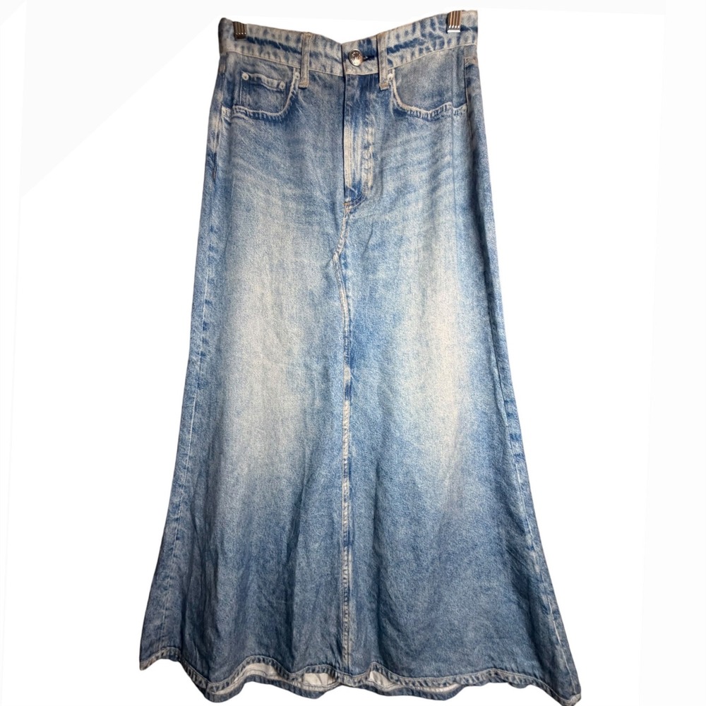 Rag & Bone Miramar Tulip Maxi Skirt Size 24 Faux Denim Tencel - Picture 4 of 16